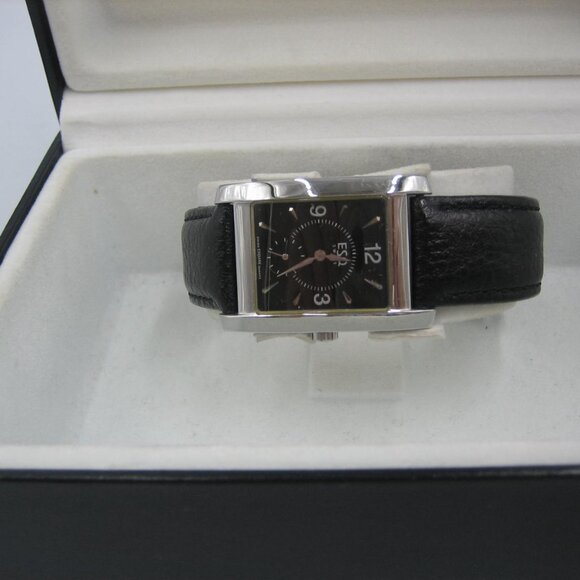 Men's ESQ Swiss Quartz Watch with Black Leather Band Stainless Steel NEW READ - Picture 3 of 14